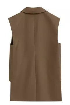 Amii-Chaleco minimalista de otoño para mujer, chaqueta holgada informal sin mangas con abertura con muescas, prendas de vestir a la moda, ropa femenina 12270105