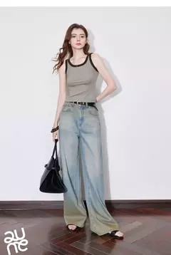 Imagen de TOYOUTH mujeres camisetas sin mangas 2025 primavera nuevo Color contrastante cintura delgada chaleco sin mangas