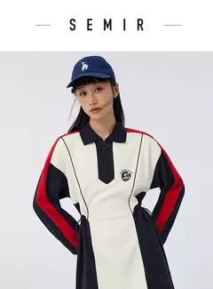 Semir-vestido holgado adelgazante para mujer, Polo a juego de colores, primavera 2023 - Eleganzie