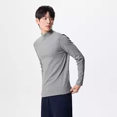 Semir-ropa interior de Cuello medio alto para hombre, cómoda, a la moda, microcepillada, capa Base Simple diaria - online store