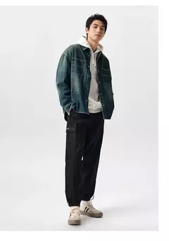 Semir pantalones casuales hombres ropa de trabajo suelta primavera cordón estilo deportivo pantalones con puños pantalones largos estampados de moda cepillados - buy online