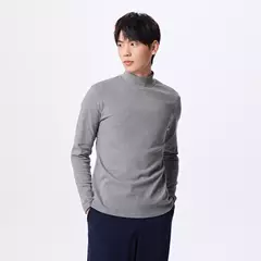 Semir-ropa interior de Cuello medio alto para hombre, cómoda, a la moda, microcepillada, capa Base Simple diaria - Eleganzie