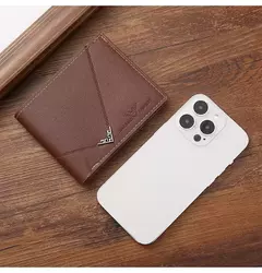 Cartera delgada con Clip para dinero para hombre, tarjetero para tarjetas de crédito, tarjetero informal de cuero para hombre, monederos cortos con múltiples tarjeteros, billetera plegable para hombre de negocios - Eleganzie