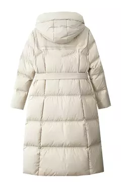 AMII-Abrigo acolchado de plumón minimalista para mujer, abrigo largo con capucha y cinturón, ligero y cálido, ropa de abrigo de moda para invierno, 2023, novedad de 12344187 - Eleganzie
