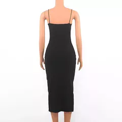Vestido Sexy negro de verano para mujer, ropa de calle sin mangas con espalda descubierta y tirantes finos lisos, ropa informal ajustada para discoteca, vestidos de fiesta elegantes