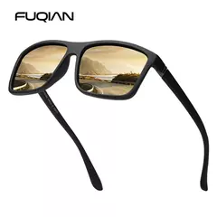 Gafas de sol polarizadas cuadradas negras clásicas para hombre, gafas de sol azules con espejo a la moda, gafas de sol Unisex Vintage antideslumbrantes para conducir UV400