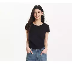 Semir-Camiseta de manga corta para mujer, Top recortado ajustado con hombros descubiertos, Top bordado de verano 2025, versátil para trajes elegantes en internet