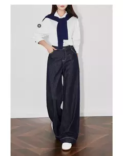 TOYOUTH mujeres Denim Jeans 2025 primavera nueva cintura alta lavada recta pierna ancha Slim Fit pantalones largos - tienda en línea