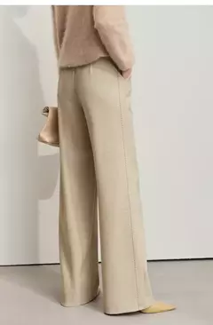 Image of AMII-pantalones minimalistas de punto en espiga para mujer, pantalón de pierna ancha de cintura alta, informal, para ir al trabajo, invierno, 2024 12444064