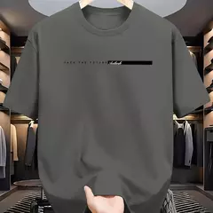 Camiseta holgada informal para hombre, camisa de manga corta con cuello redondo y estampado de letras grandes, 100% algodón, estilo Unisex on internet