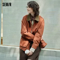 Semir-abrigo de longitud media para mujer, chaqueta holgada con cuello de PANA con bloqueo de Color, estilo Retro, bordado, a la moda, novedad de otoño, 2024