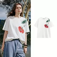 TOYOUTH-Camiseta de manga corta para mujer, jersey versátil con estampado de terciopelo Lyocell, primavera 2025 - comprar en línea