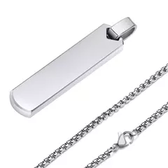 Vnox-Collar de barra inicial para hombres, colgante de barra Vertical geométrica gruesa con letras de A-Z, Collar Simple informal, regalo para él - Eleganzie