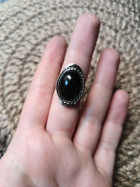 Anillo alpaca obsidiana