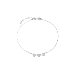 Tornozeleira Malha Cadeado Coração Banho em Ródio