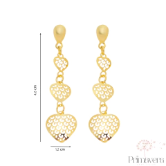 Brinco com Corações Vazados Banho em Ouro. - comprar online