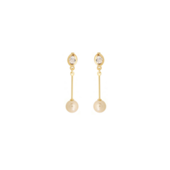 Brinco Pêndulo com Pérola Banho em Ouro 18k