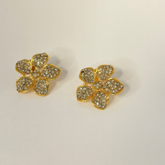 Par de Brincos Dourados com Strass - Die Blume - comprar online