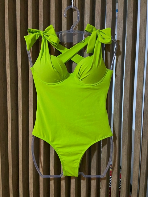 Maiô Meia Taça com Bojo e laço verde limonade - comprar online