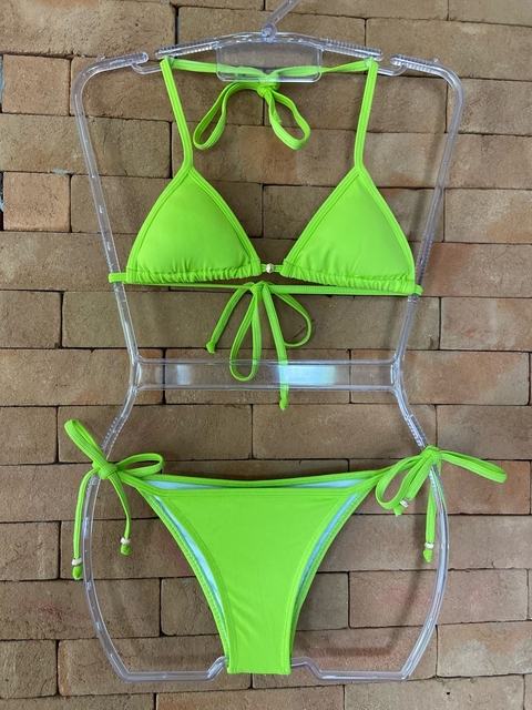 Top Cortininha verde limonade com bojo e entremeio dourado - comprar online