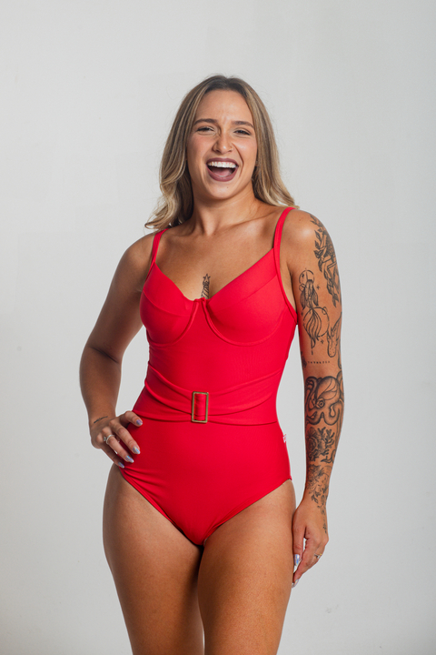 Maiô Fivela com Bojo vermelho - comprar online