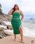 Vestido Midi Plus Size Fenda Acinturado Tomara Que Caia G3 na internet