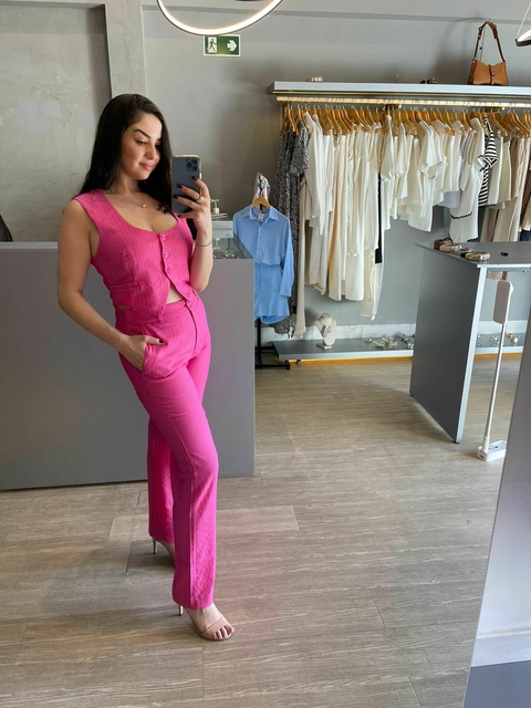 CALÇA RISCA DE GIZ STELA ROSA PNK