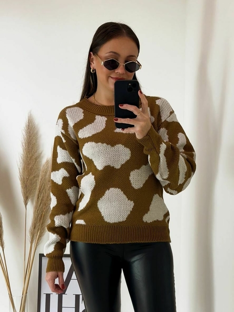 Blusa Tricô Estampa de Onça - comprar online