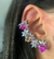 Ear Cuff Luxo com corações e Navetes cravejados no banho Rodio Branco