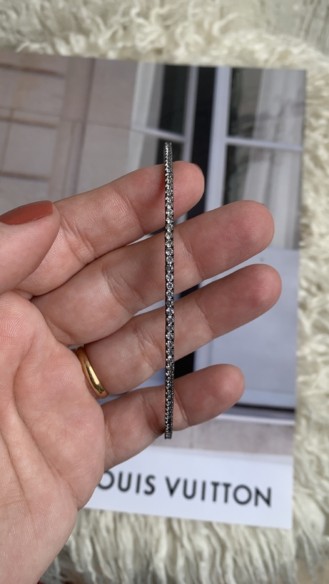 Choker de Aro Riviera fina com cristais no banho Ródio Negro