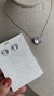 Conjunto de coração Cristal no banho Ródio Branco