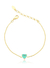 Pulseira delicada com coração em Esmeralda colombiana no banho Ouro - comprar online