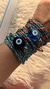 Colar/Pulseira com Olho Grego de Murano Azul Escuro no banho Ouro - comprar online