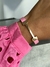 Bracelete Hermés de couro com detalhe no banho Ouro