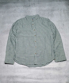 Camisa Rayada Simil Lino Gris - comprar online
