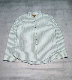Camisa Rayada Simil Lino Blanca - comprar online