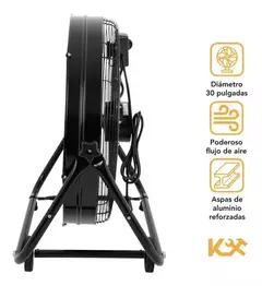Ventilador De Piso Industrial Portatil De 30 Pulgadas Con Ruedas Aspas De Aluminio 3 Velocidades Angulo Ajustable Flr30 Kingsman en internet