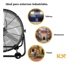 Ventilador De Piso Industrial Portatil De 30 Pulgadas Con Ruedas Aspas De Aluminio 3 Velocidades Angulo Ajustable Flr30 Kingsman - comprar en línea