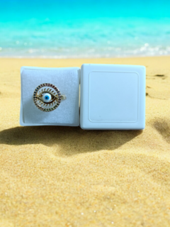 Anillo ojo turco espiritual azul