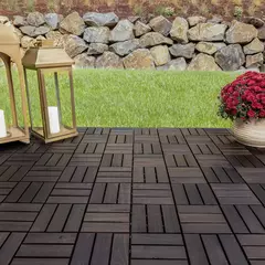 Hanie Design, Piso de Madera para Exterior, Color Gris Oscuro en internet