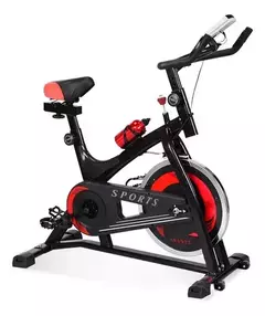 Bicicleta Spinning Fija Centurfit 6kg Hogar Fitness Cardio Color Negro/Rojo