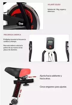 Bicicleta Spinning Fija Centurfit 6kg Hogar Fitness Cardio Color Negro/Rojo - La Vendimia