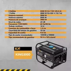 Generador Portatil Kingsman King3000 110/220v A Gasolina 7.0hp 3000w - La Vendimia