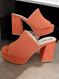 Mules de plataforma cuadrada en licra - tienda en línea