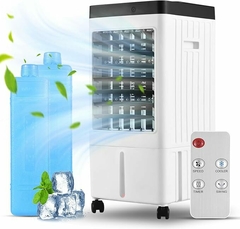 Aire Acondicionado Móvil, 3 en 1 Enfriador de Aire Evaporativo, Humidificador, Ventilador, 3 Velocidades Viento, 5.5L Tanque Agua, Control Remoto 8M, - comprar en línea