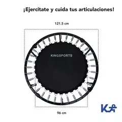 Kingsports | Trampolin Fitness Aeróbico con Pasamanos- Brincolin Color Negro - Barra Ajustable, para Ejercicio, Cardio y Entrenamiento - Plegable en 4 - comprar en línea