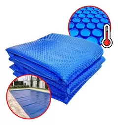 Cubierta solar para piscina de 4x2m, con marco rectangular para piscinas al aire libre, color azul
