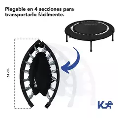 Kingsports | Trampolin Fitness Aeróbico con Pasamanos- Brincolin Color Negro - Barra Ajustable, para Ejercicio, Cardio y Entrenamiento - Plegable en 4 en internet