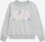 Buzo GAP gris con logo plateado y flores
