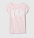 Remera GAP rosa con logo blanco y mariposas